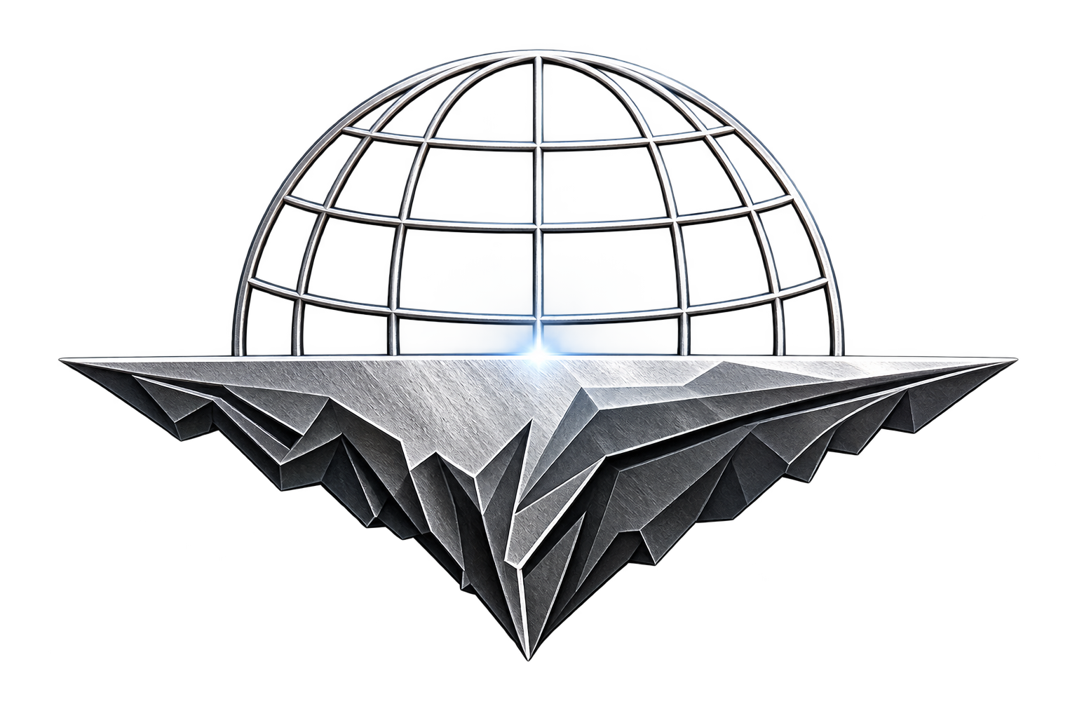 Atlas globe and iceberg emblem